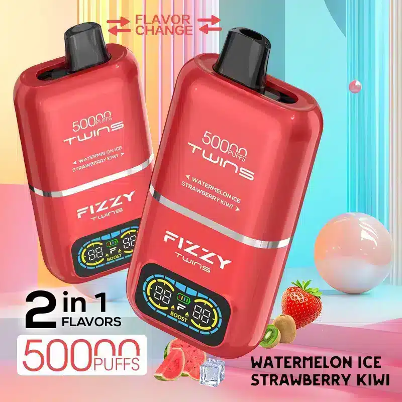 Fizzy Twins Watermelon Ice & Strawberry Kiwi – 50000 Puffs Disposable Vape