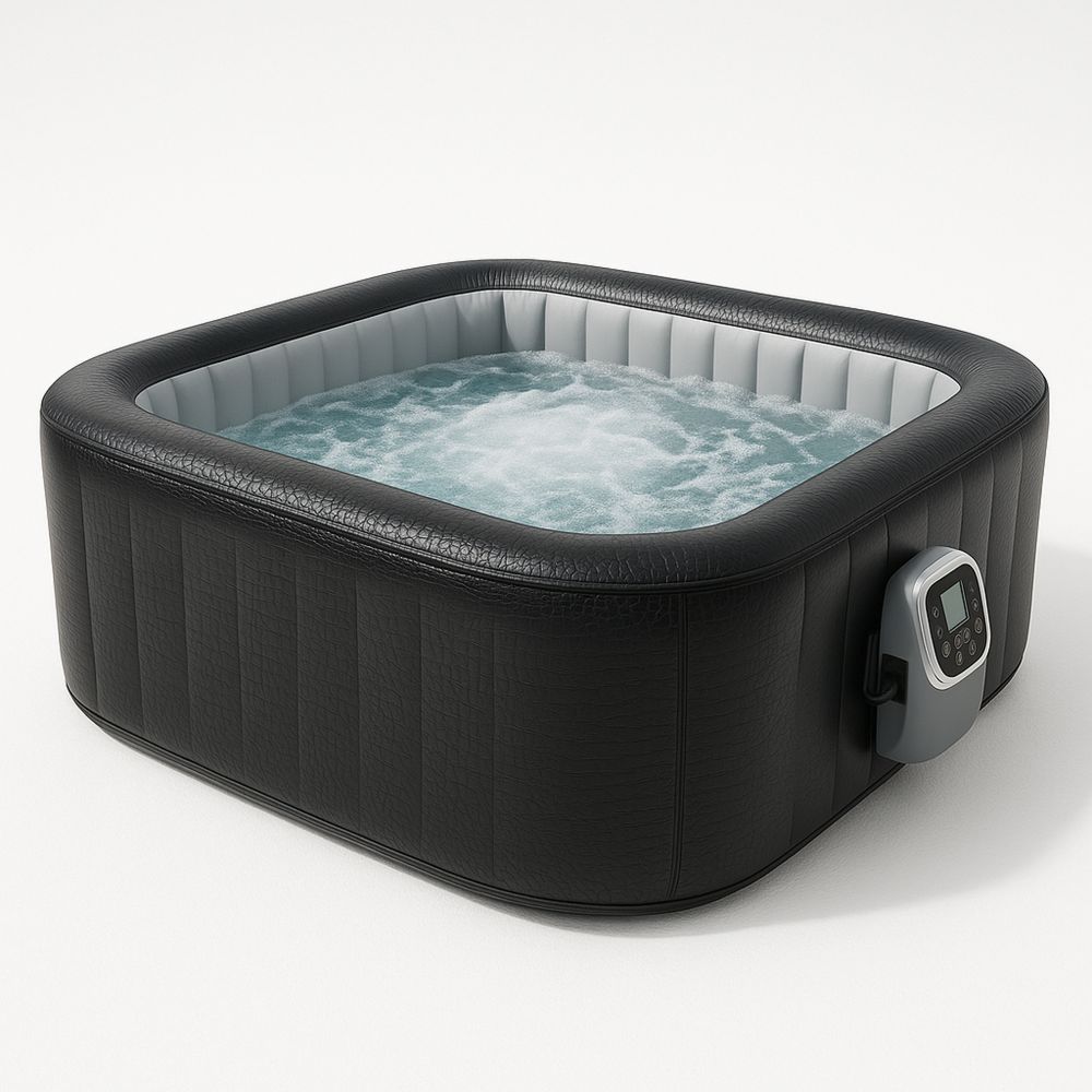 PVC nelikulmainen poreallas, musta 185x185x65 cm