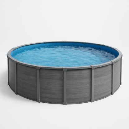 Pyöreä uima-allas teräksestä sininen/harmaa 457 cm