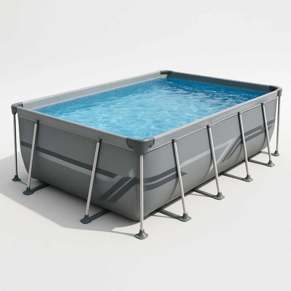 Teräsputkirunkoinen PVC-allas 400cm x 200cm x 122cm harmaa