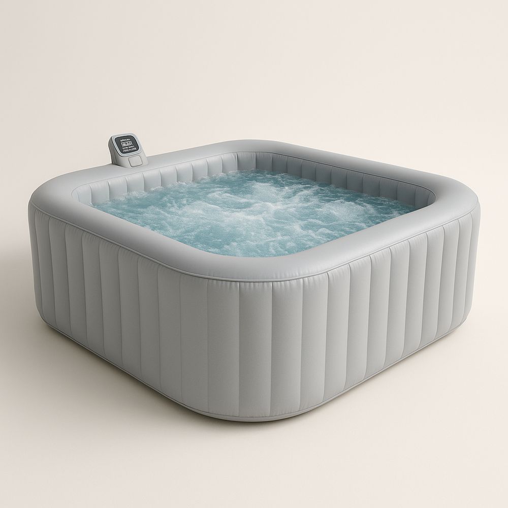 PVC-puhallettava poreallas neliönmuotoinen harmaa 185x185cm