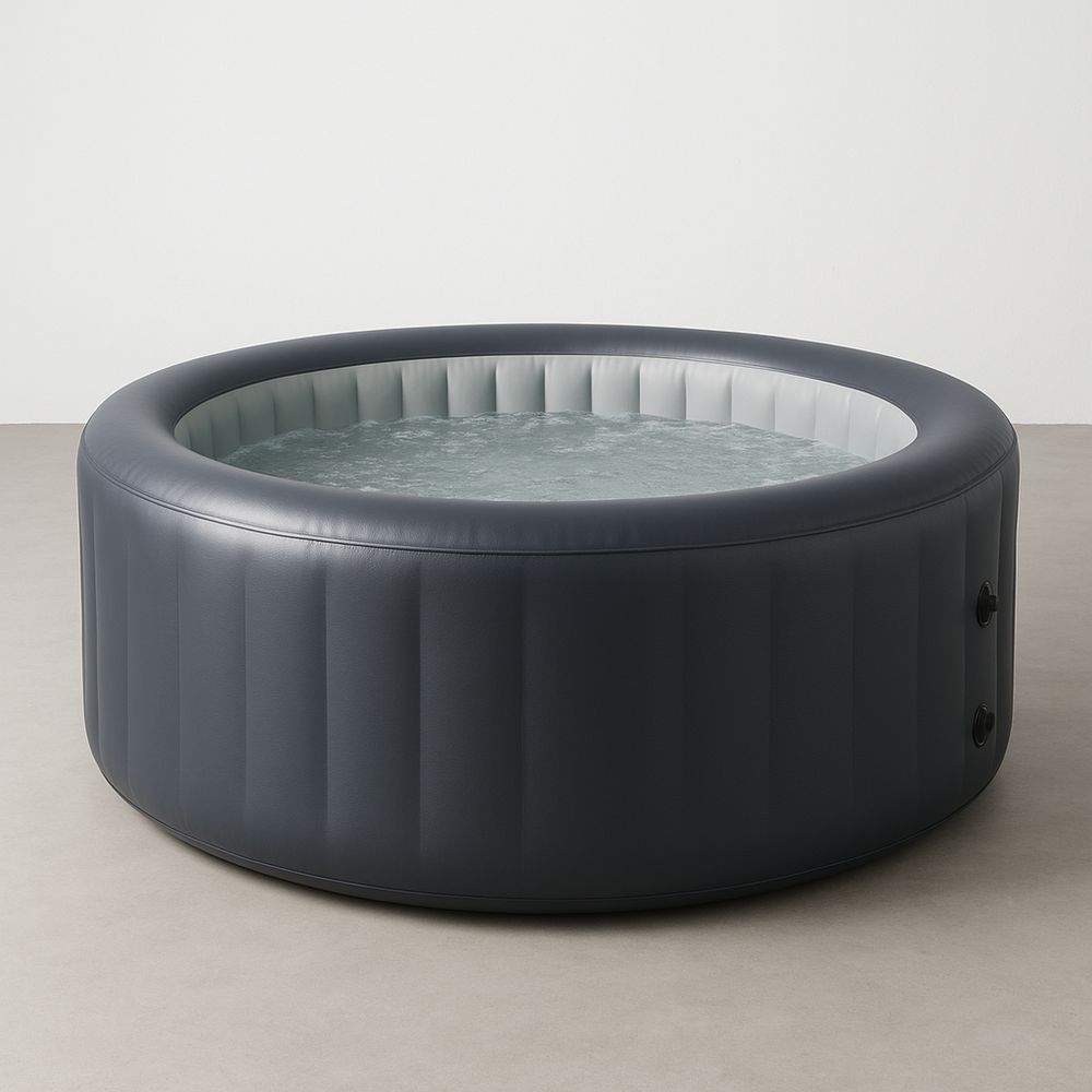 Pyöreä Ilmatäytteinen Poreallas PVC Tummanharmaa 180 cm