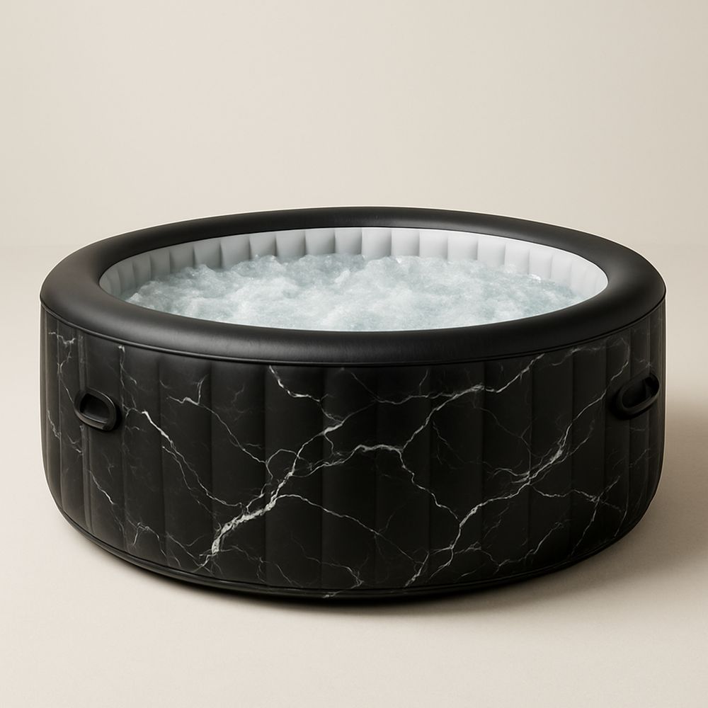 Pyöreä täytettävä PVC-kylpyamme vesihieronnalla musta 180x180x70cm