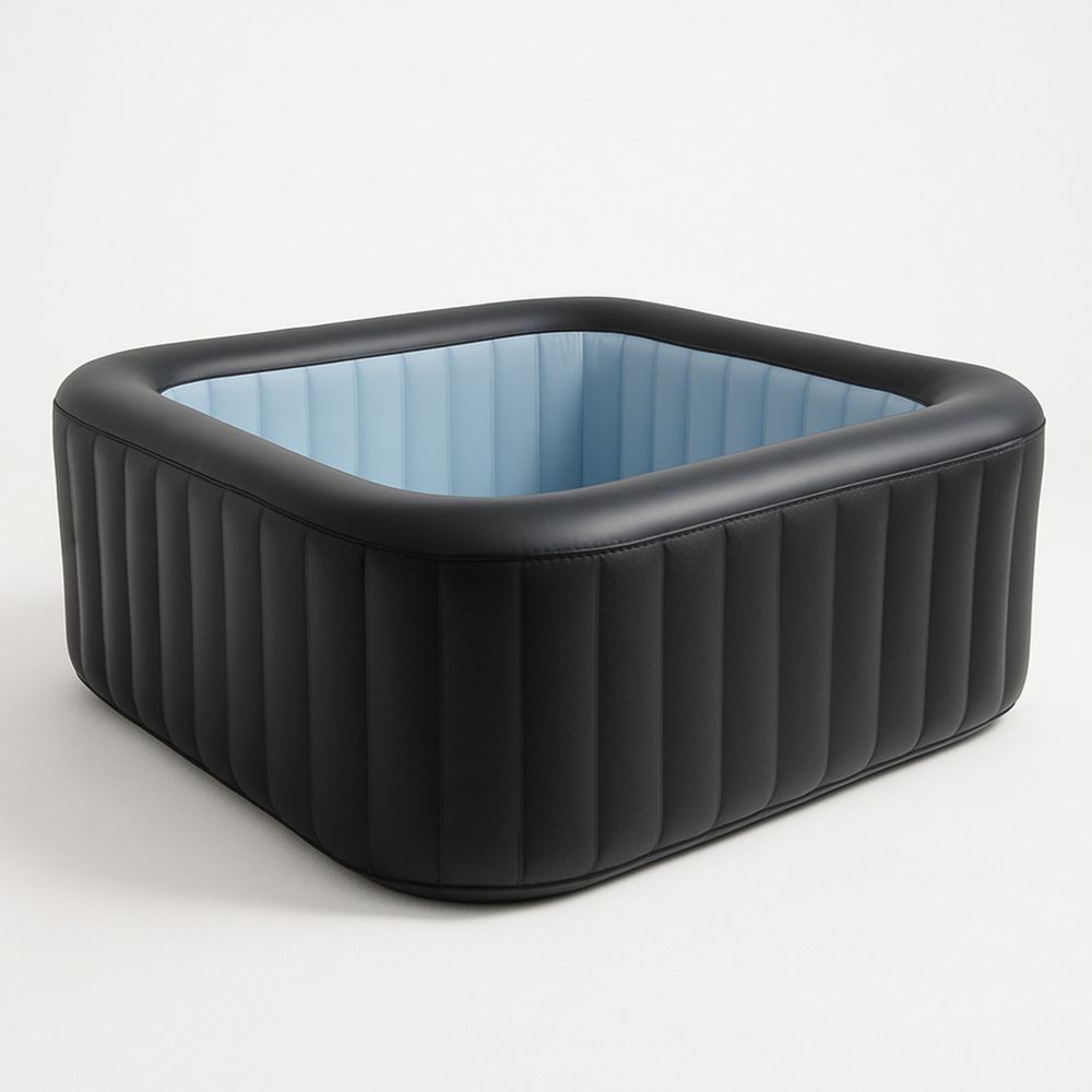 Ilmatäytteinen PVC-kylpyamme musta/sininen 168cm x 168cm x 58cm