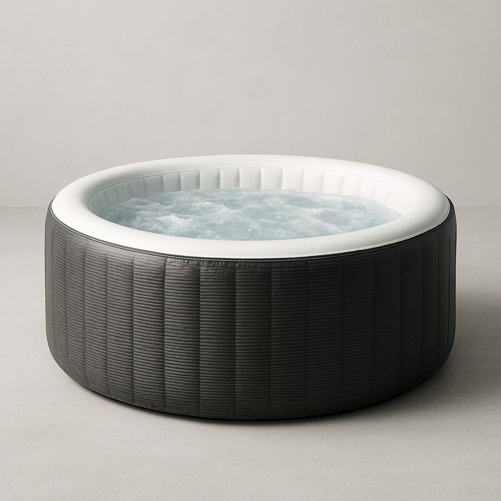 Pyöreä PVC Poreallas Harmaa/Valkea Ø196 cm