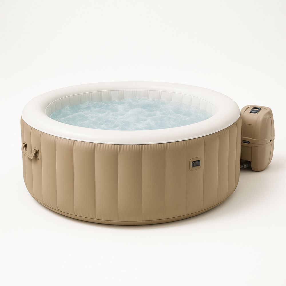 Pyöreä Puhallettava PVC Poreallas Khaki 196 cm