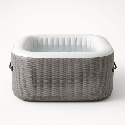 Neliönmuotoinen puhallettava poreallas PVC/PE valkoinen/harmaa 180x180 cm