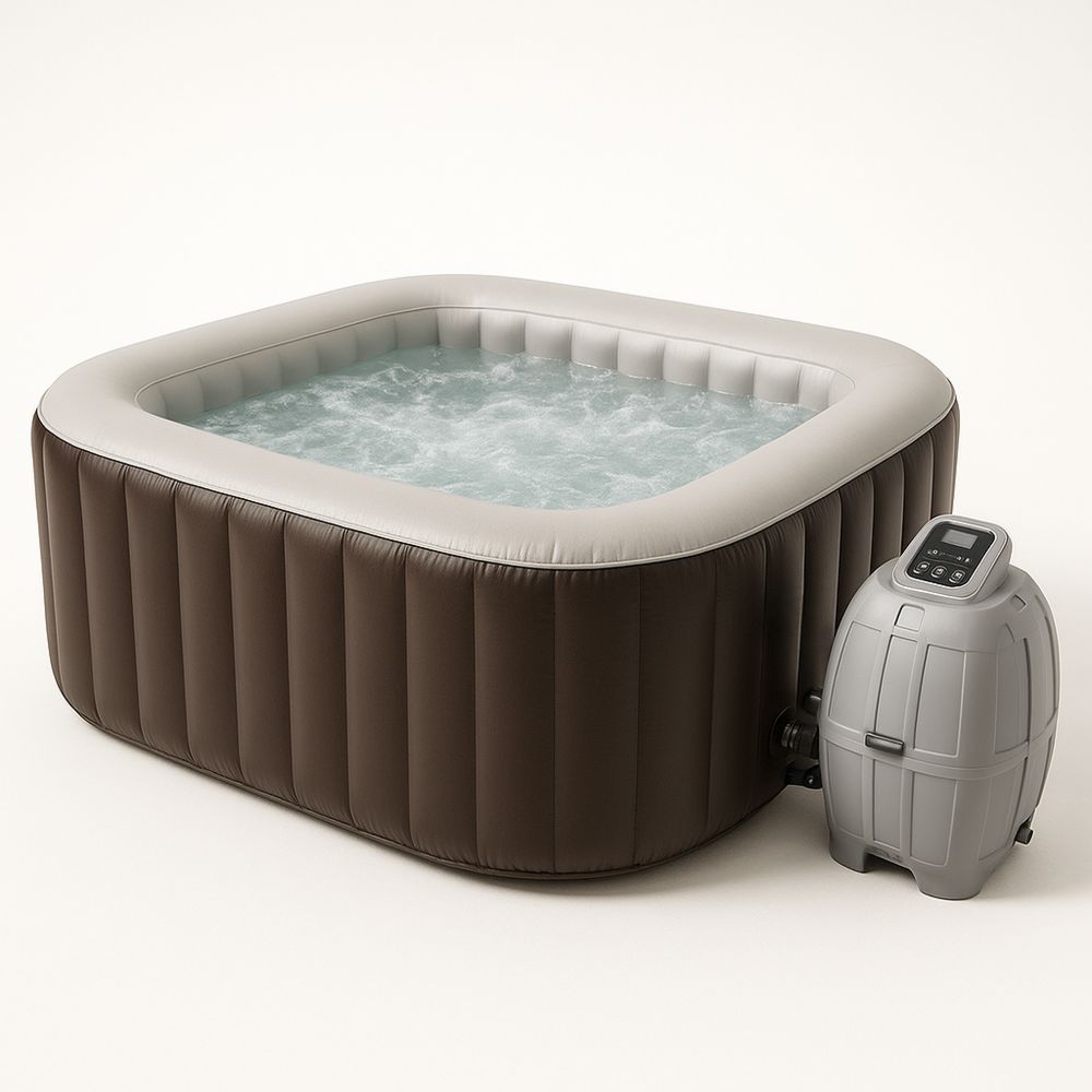 Neliönmuotoinen ilmaporeallas PVC Ruskea/Beige 196 cm