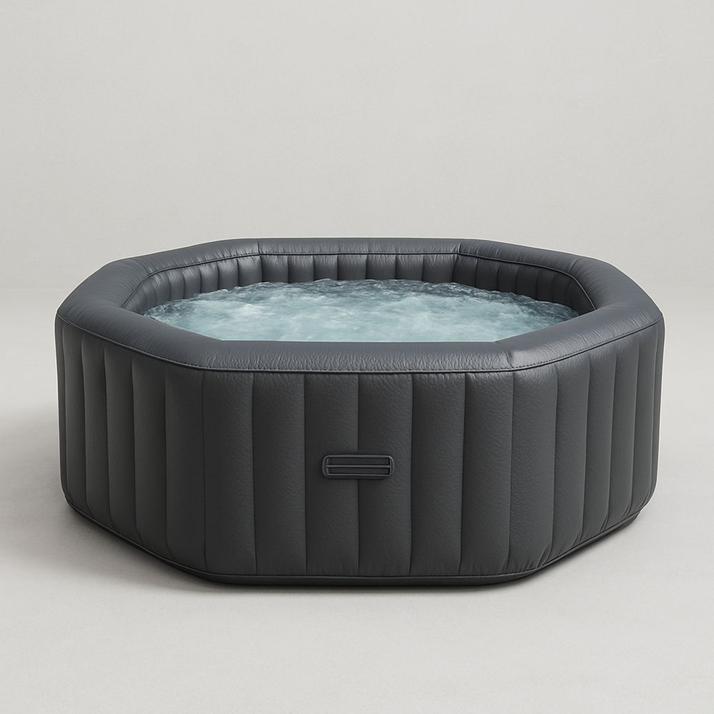 Kahdeksankulmainen Ilmatäytteinen Poreallas PVC Tummanharmaa 180 cm