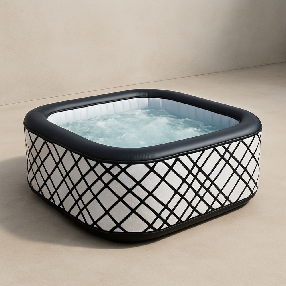 Neliönmuotoinen Poreallas PVC Kalvo Musta/Valkoinen 185cm