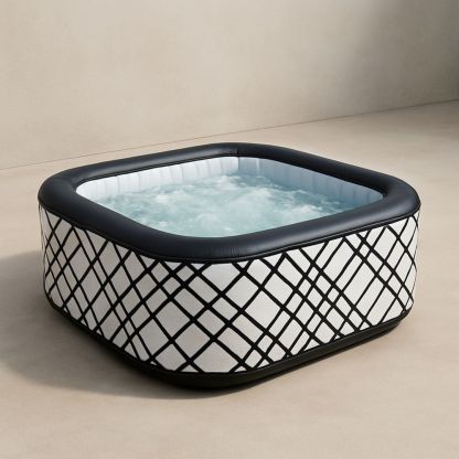 Neliönmuotoinen Poreallas PVC Kalvo Musta/Valkoinen 185cm