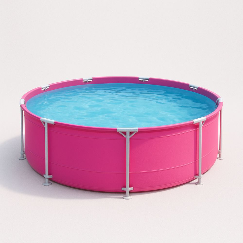 Pyöreä PVC uima-allas jauhemaalatulla teräskehystelineellä vaaleanpunainen 360cm