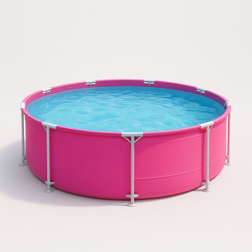 Pyöreä PVC uima-allas jauhemaalatulla teräskehystelineellä vaaleanpunainen 360cm