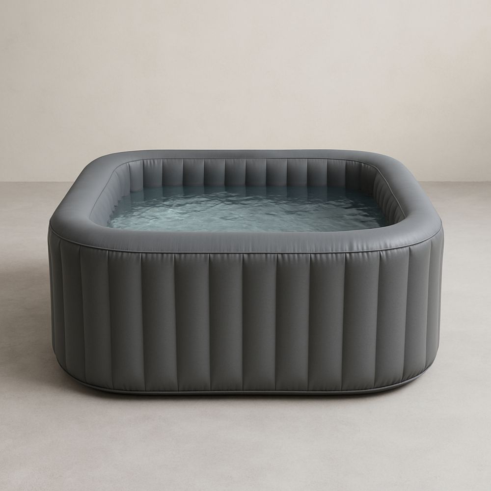 PVC-ilmatäytteinen neliökylpyamme tummanharmaa 200x200cm