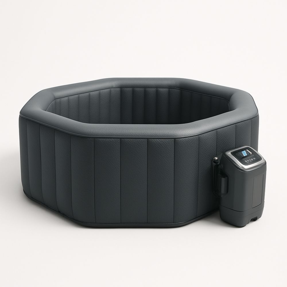 Kahdeksankulmainen täytettävä kylpyamme synteettinen tummaharmaa