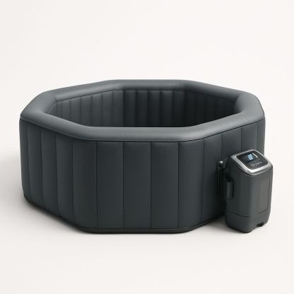 Kahdeksankulmainen täytettävä kylpyamme synteettinen tummaharmaa