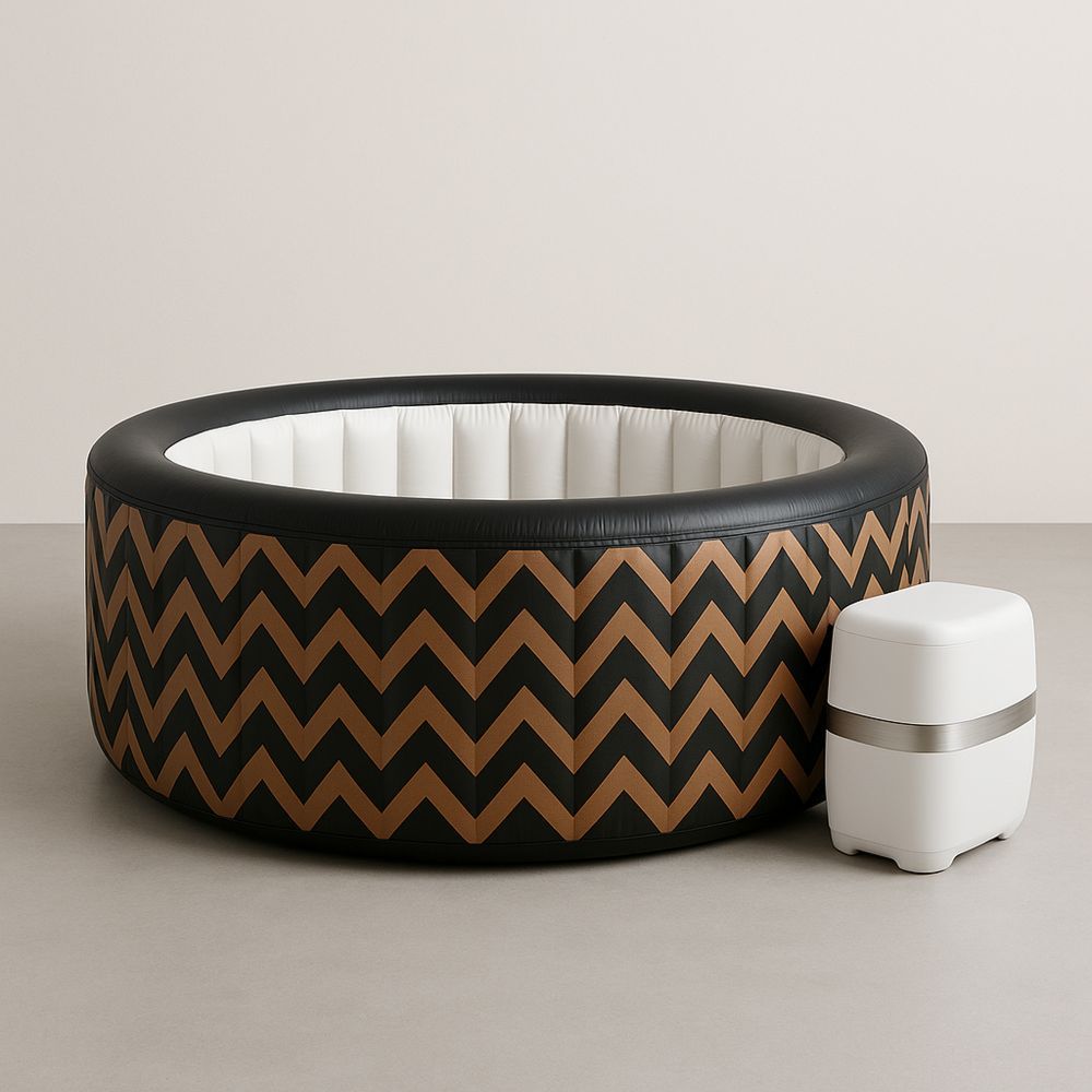 Pyöreä lämmitettävä poreallas PVC Musta/Ruskea/Valkoinen 180 cm