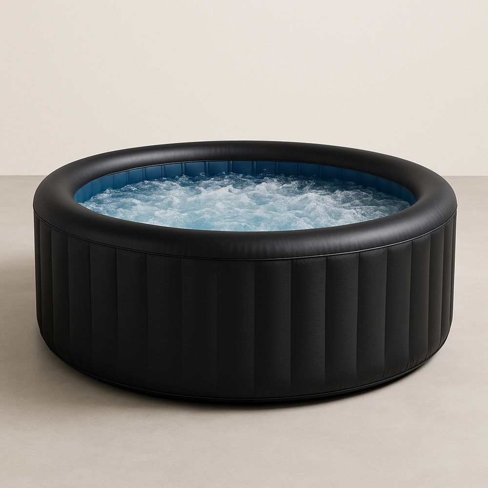 Pyöreä PVC puhallettava poreallas musta Ø 180 cm