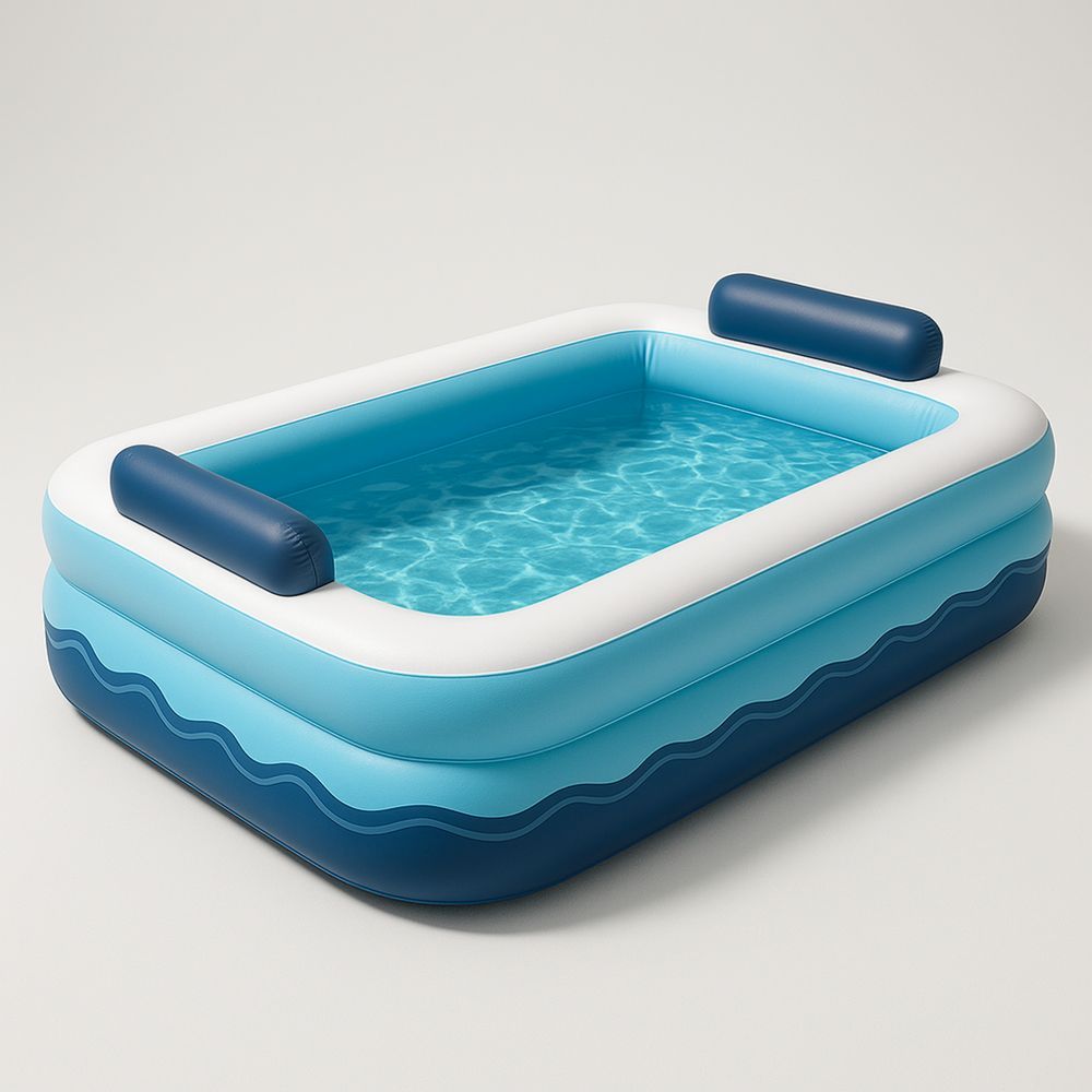 Suorakaiteen muotoinen puhallettava PVC-allas sininen 210x150x55 cm