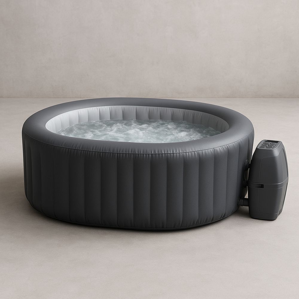 Ilmatäytteinen Poreallas PVC Pyöreä Tummanharmaa 180 cm