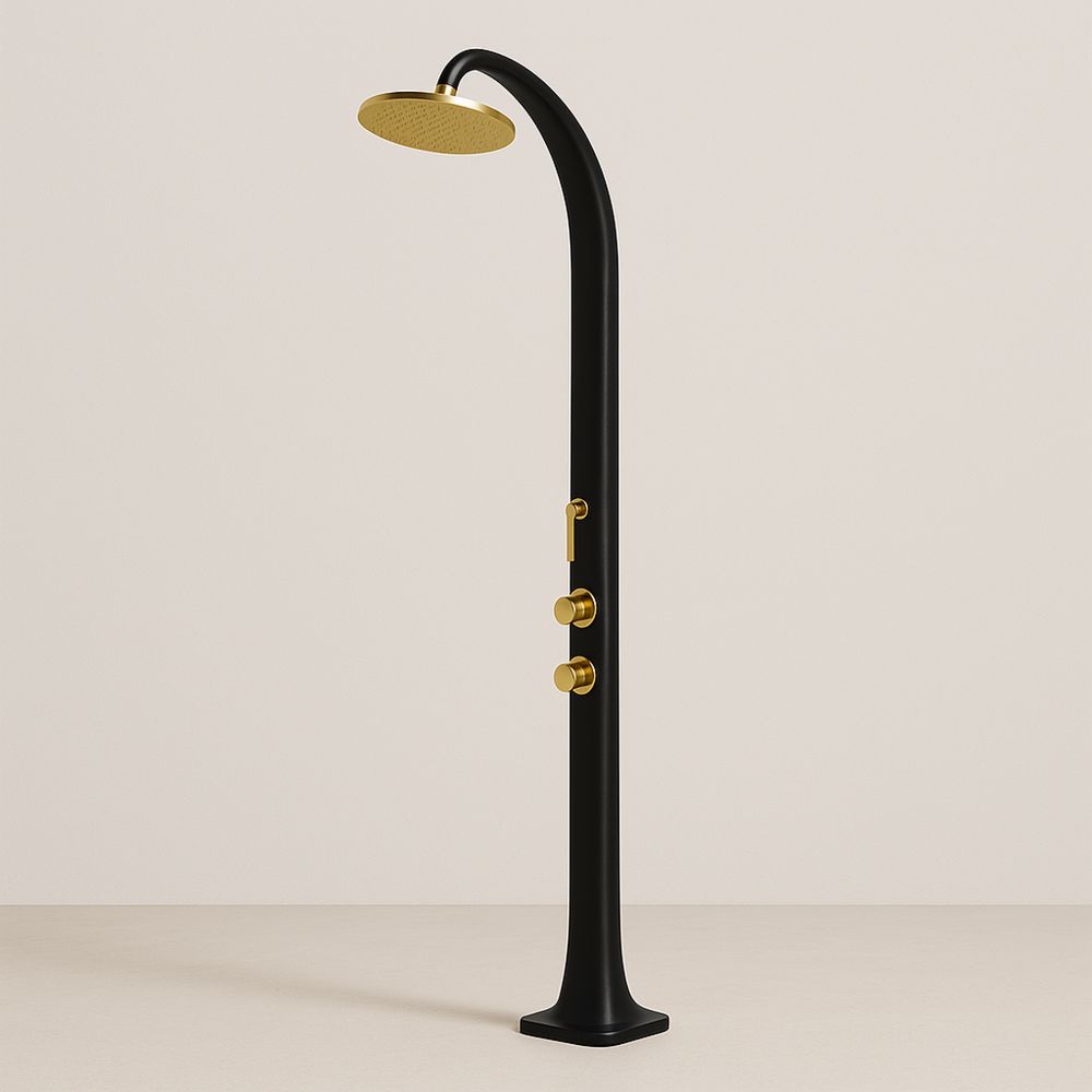 Alumiininen ulkosuihku kaareva musta/kulta 225 cm