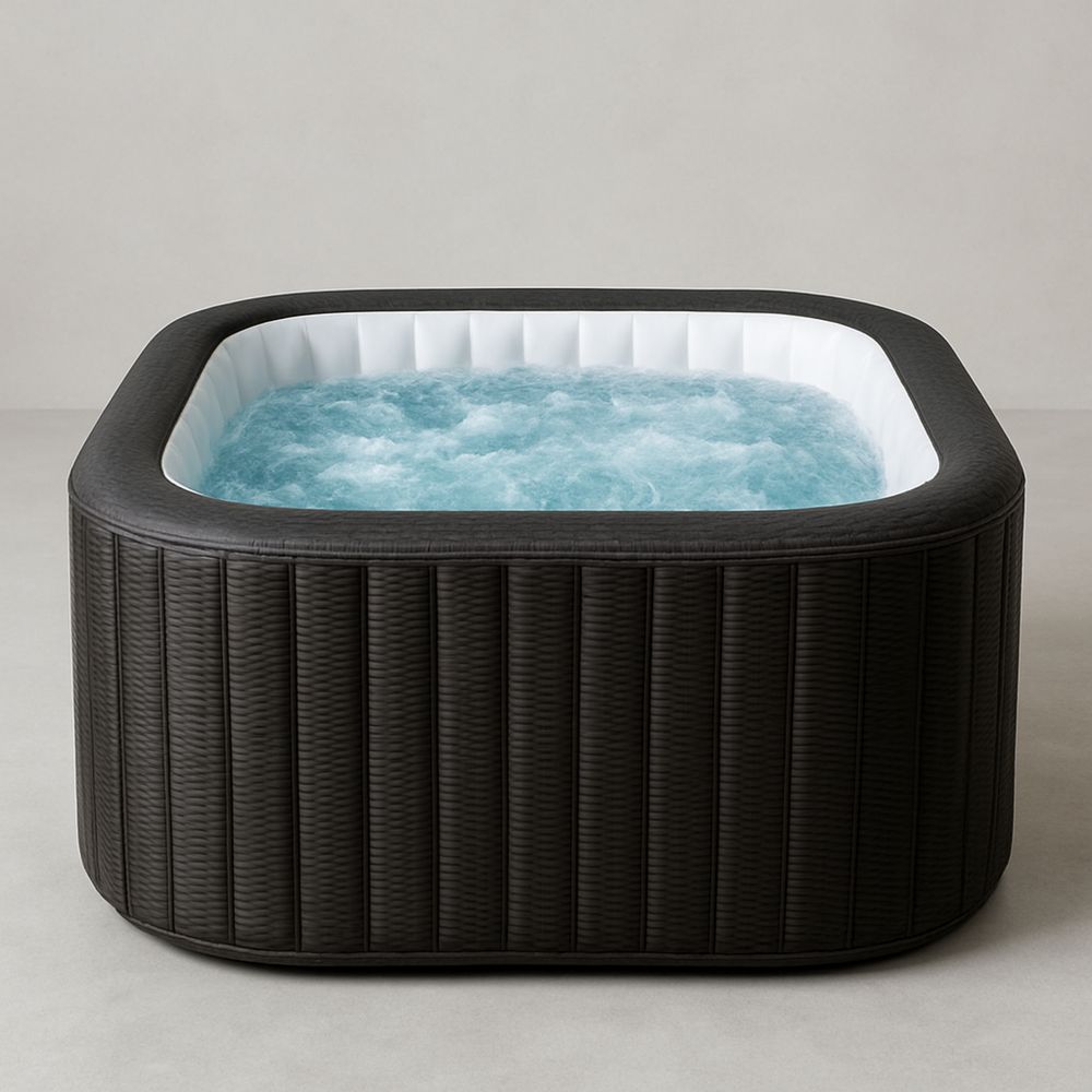 PVC 6 Hengen Neliö Poreallas Musta 185x185cm