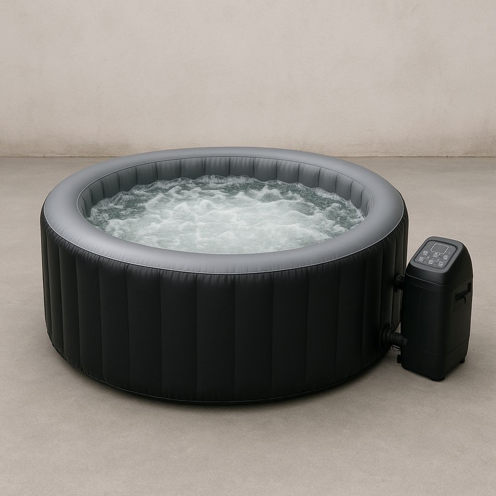 Musta pyöreä PVC-puhallettava poreallas vesihieronnalla