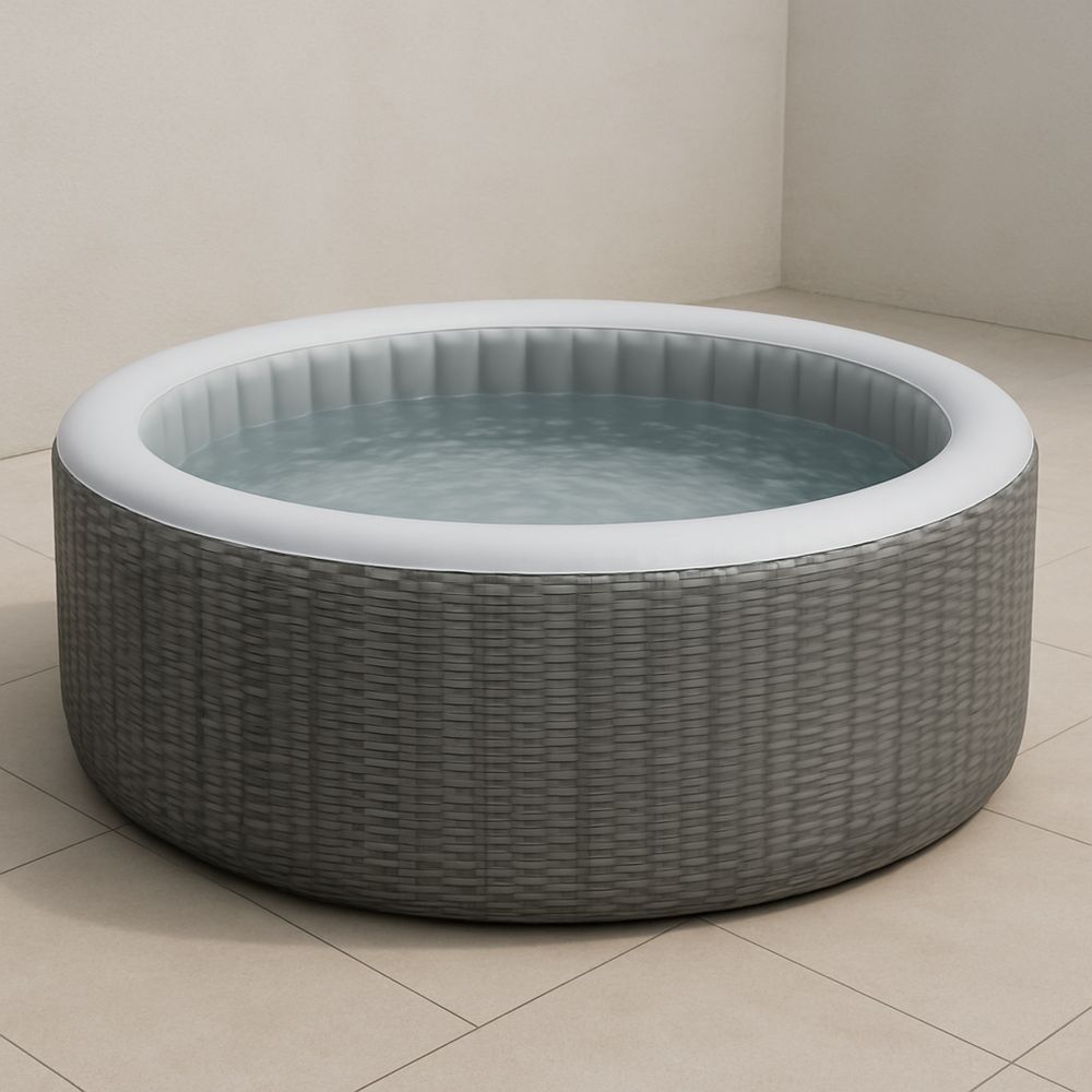 Pyöreä PVC Puhallettava Ulkoporeallas Harmaa/Valkoinen 180 cm