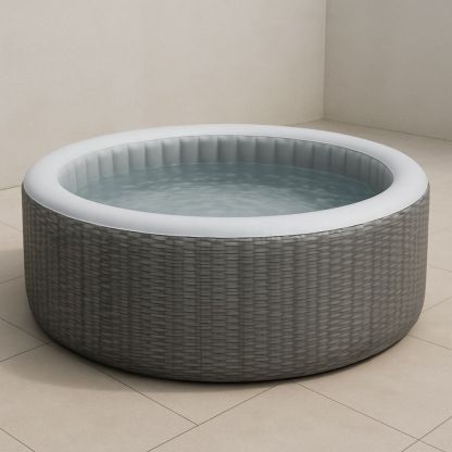 Pyöreä PVC Puhallettava Ulkoporeallas Harmaa/Valkoinen 180 cm