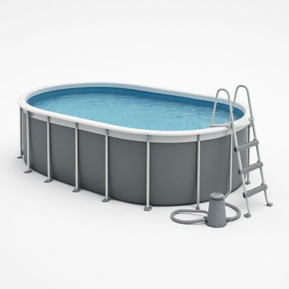 Ovaalinmuotoinen teräsrunko uima-allas PVC-vuorauksella