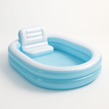 Puhallettava lasten allas PVC vaaleansininen selkänojalla