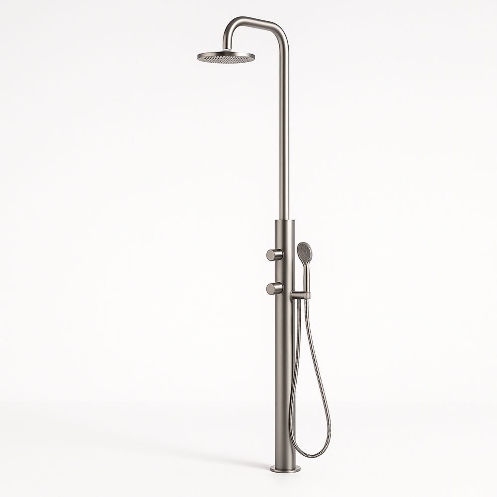 Lattiaseisova ruostumaton teräs suihkusetti harmaa 220 cm