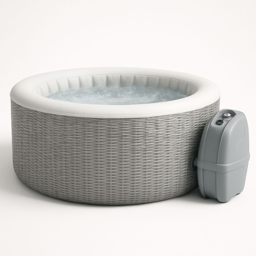 Pyöreä Poreallas Polyrottinki PVC Harmaa Ø180 cm