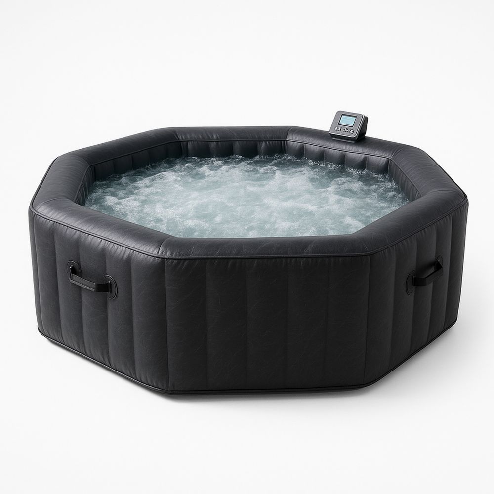 PVC Kahdeksankulmainen Poreallas Musta 180 cm