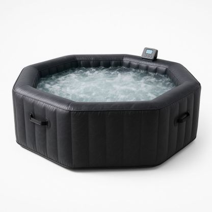 PVC Kahdeksankulmainen Poreallas Musta 180 cm