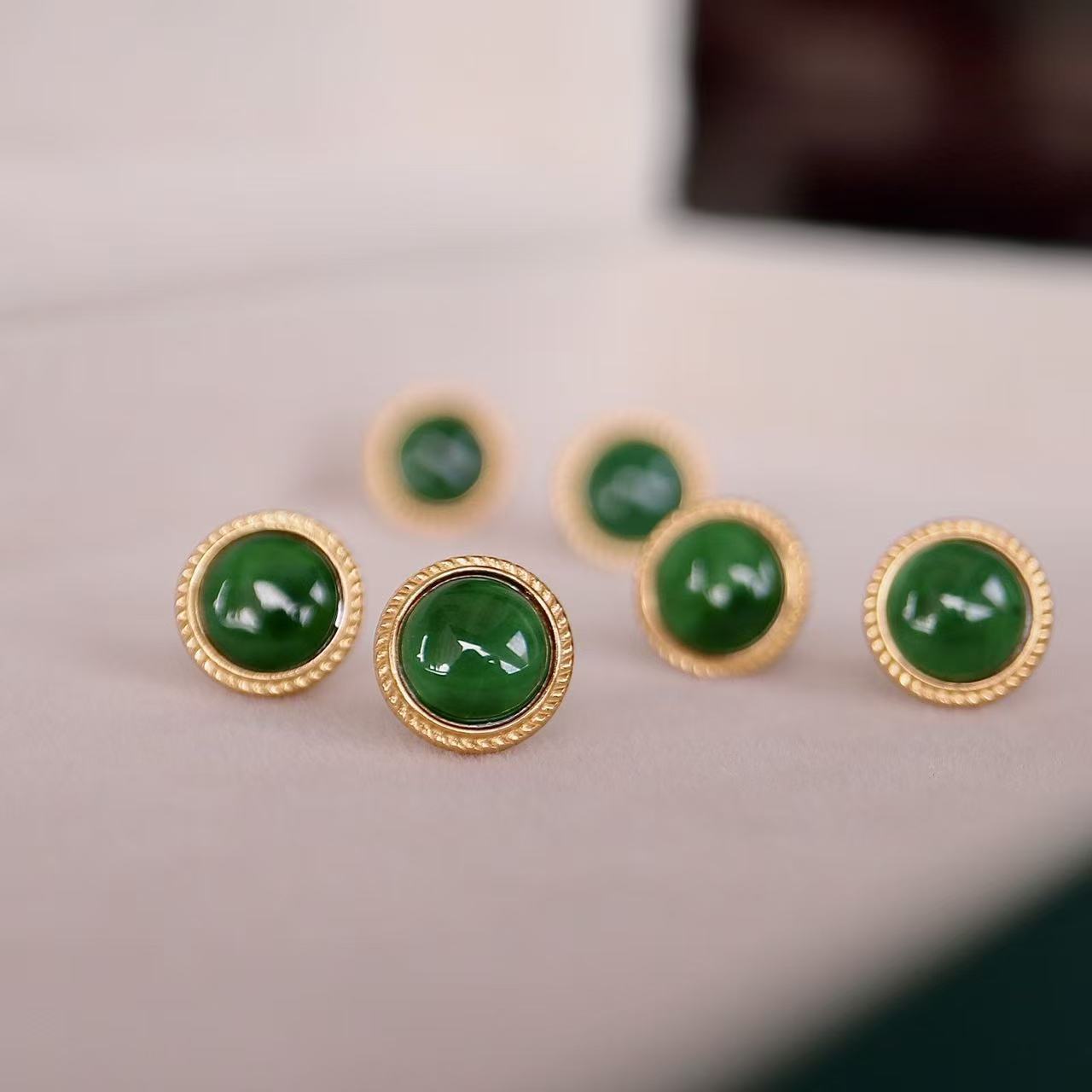 Natural Jade Stud Earrings