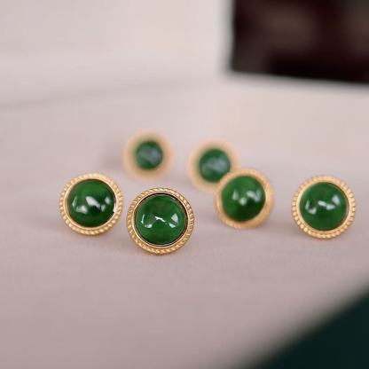 Natural Jade Stud Earrings
