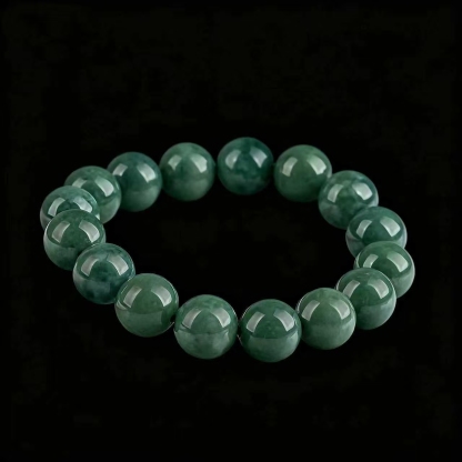 Green Floating Jade Round Bead Bracelet