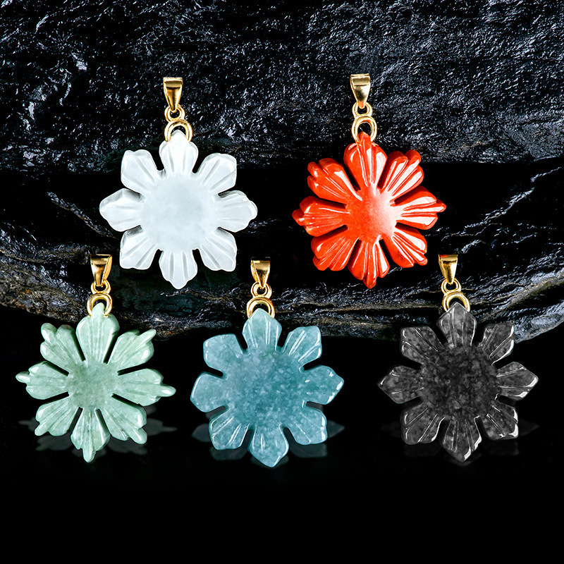 Natural Jade Sunflower Pendant S925 Silver Jade Pendant Female Jade Pendant