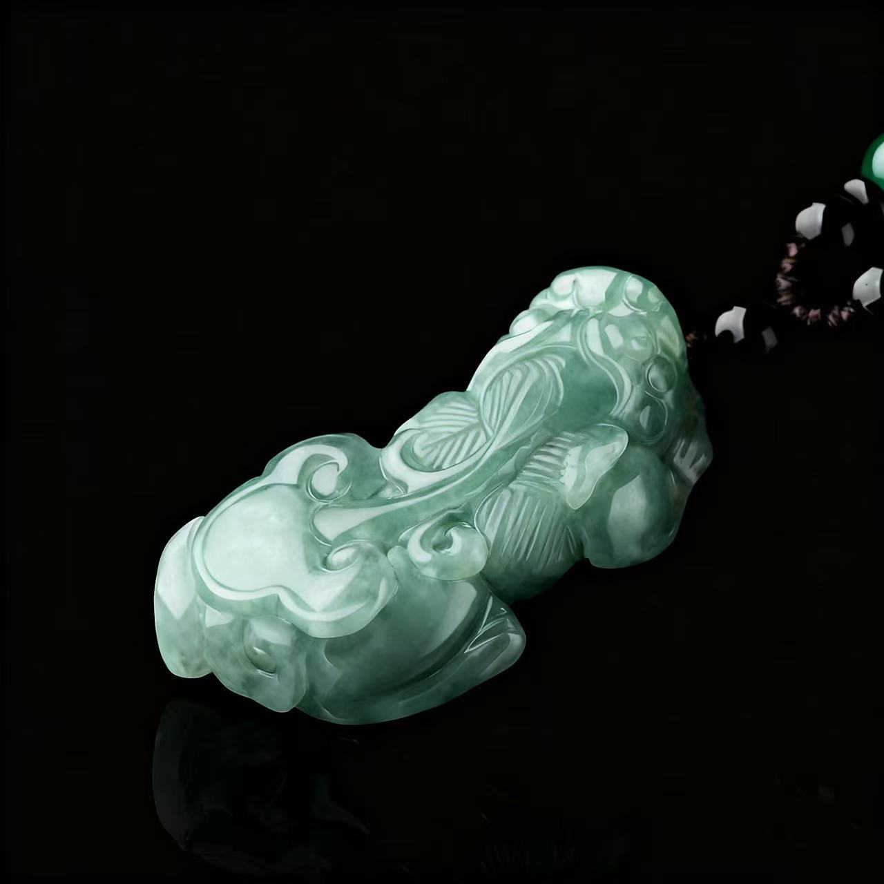 Pi Xiu (Wealth Guardian) Green Jade Pendant