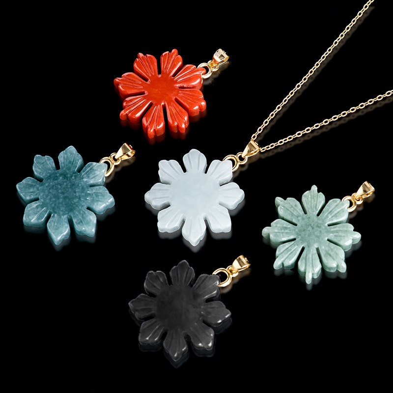 Natural Jade Sunflower Pendant S925 Silver Jade Pendant Female Jade Pendant