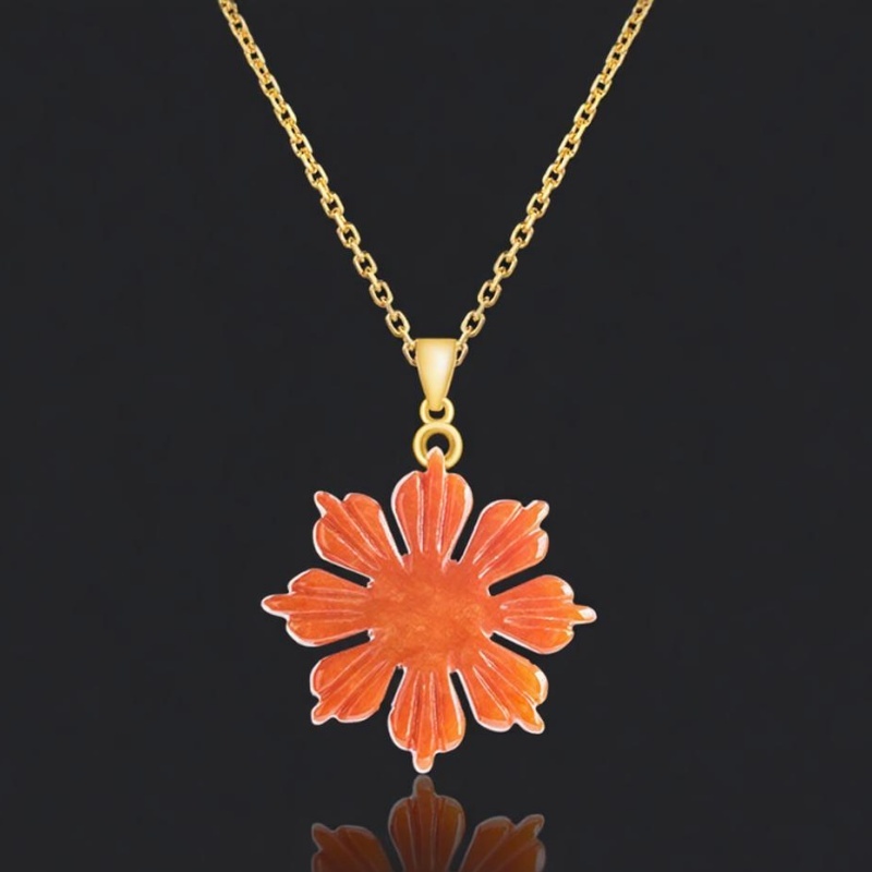 Natural Jade Sunflower Pendant S925 Silver Jade Pendant Female Jade Pendant