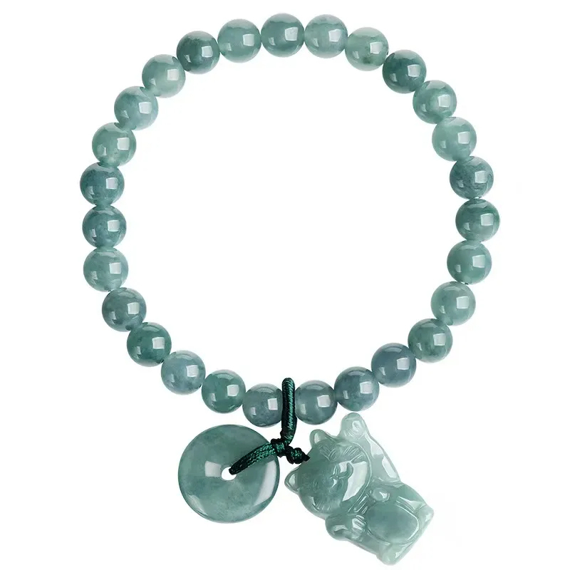 Maneki-Neko "Blue Water" Jade Bracelet