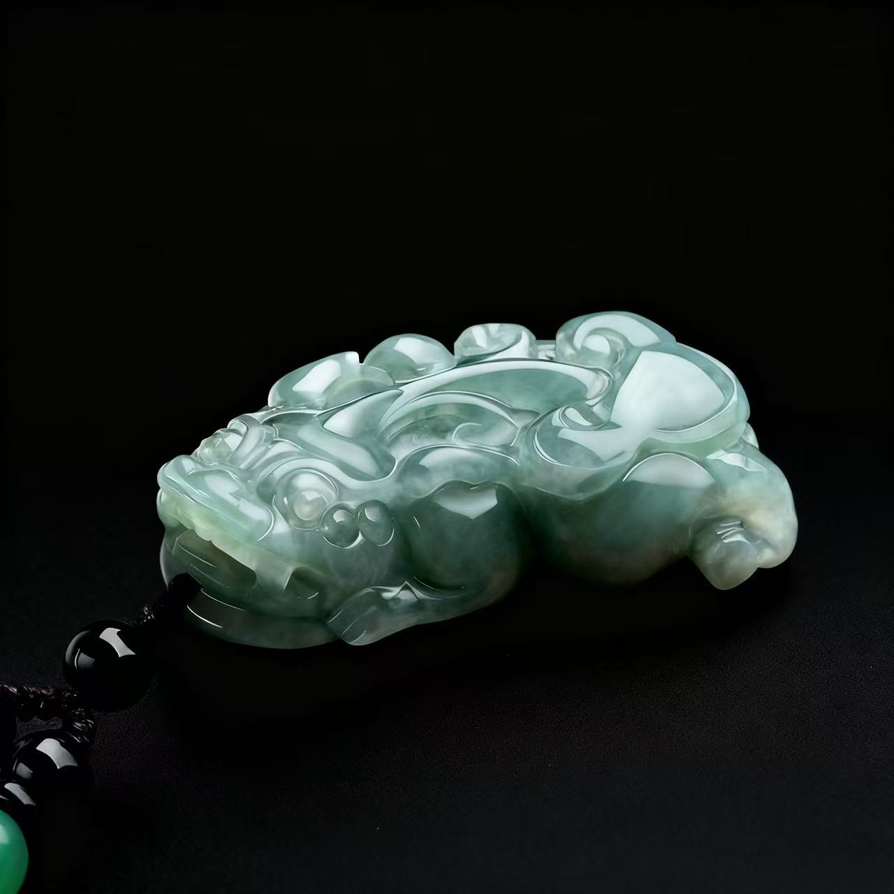 Pi Xiu (Wealth Guardian) Green Jade Pendant