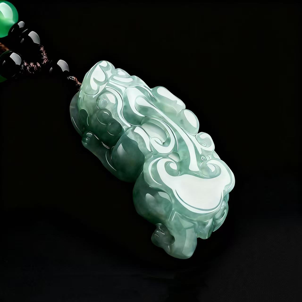 Pi Xiu (Wealth Guardian) Green Jade Pendant