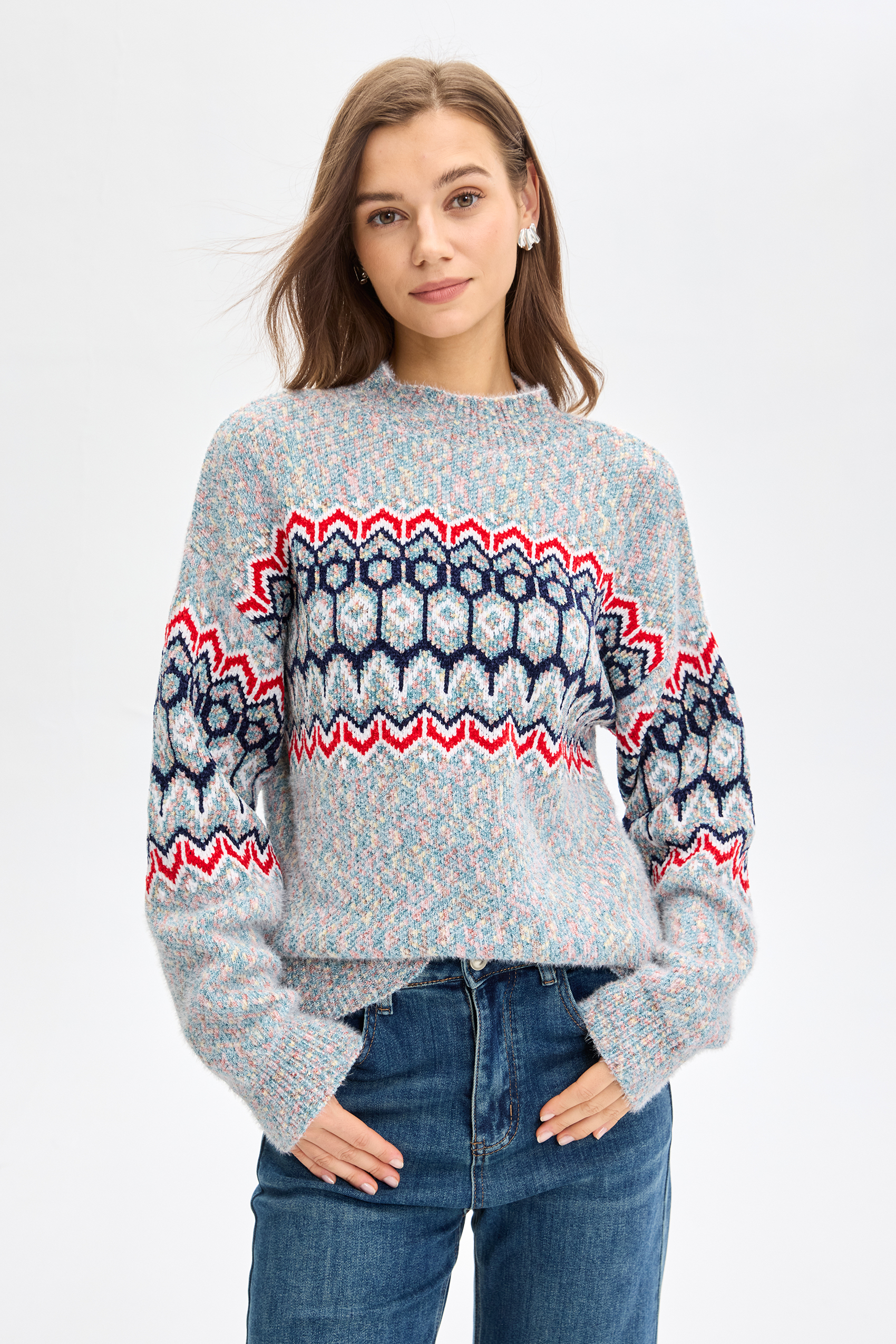 Vessira Women's wear Crewneck Fitted Grey with Crewneck Design & Long Sleeves