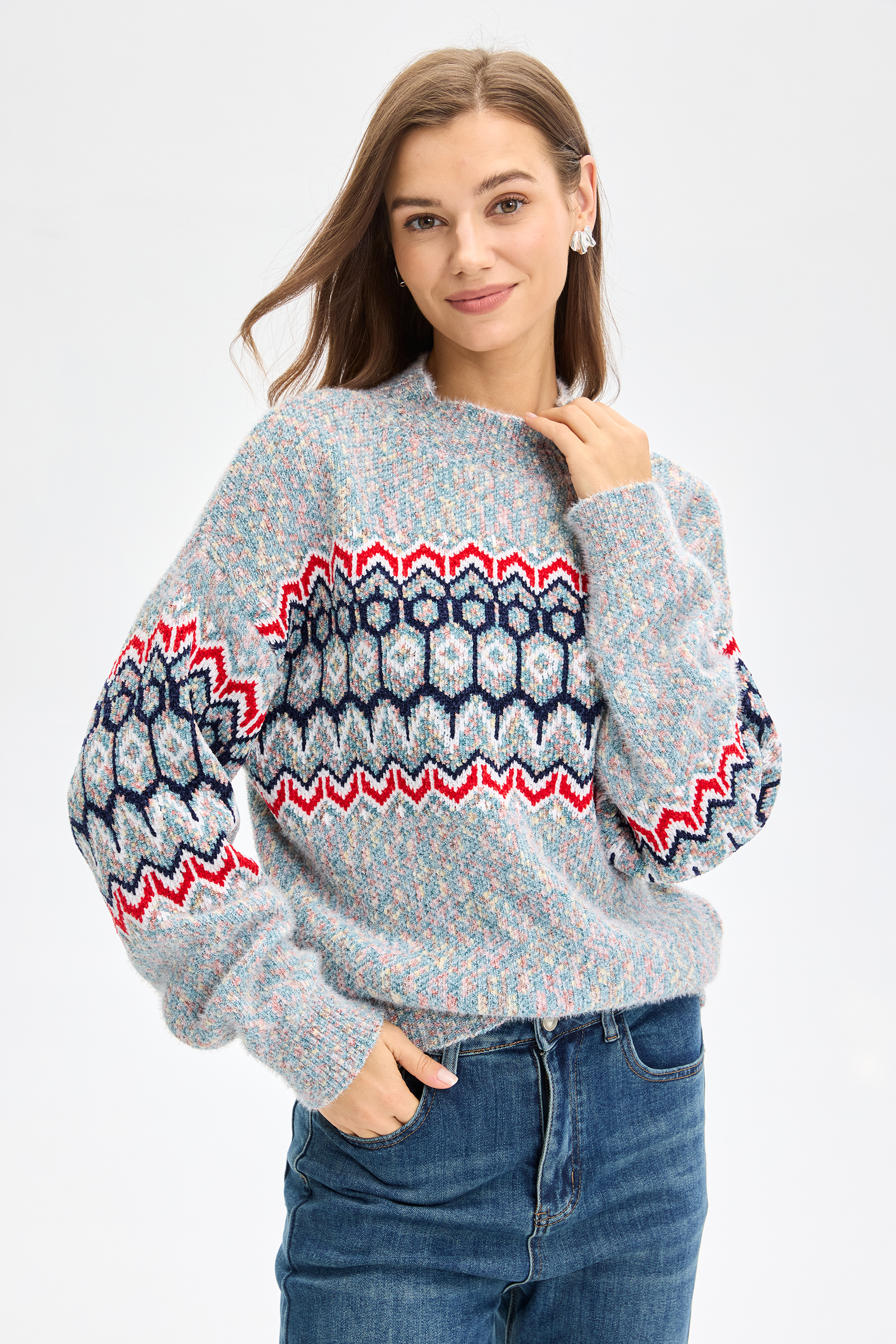  Vessira Women's wear Crewneck Fitted Grey with Crewneck Design & Long Sleeves