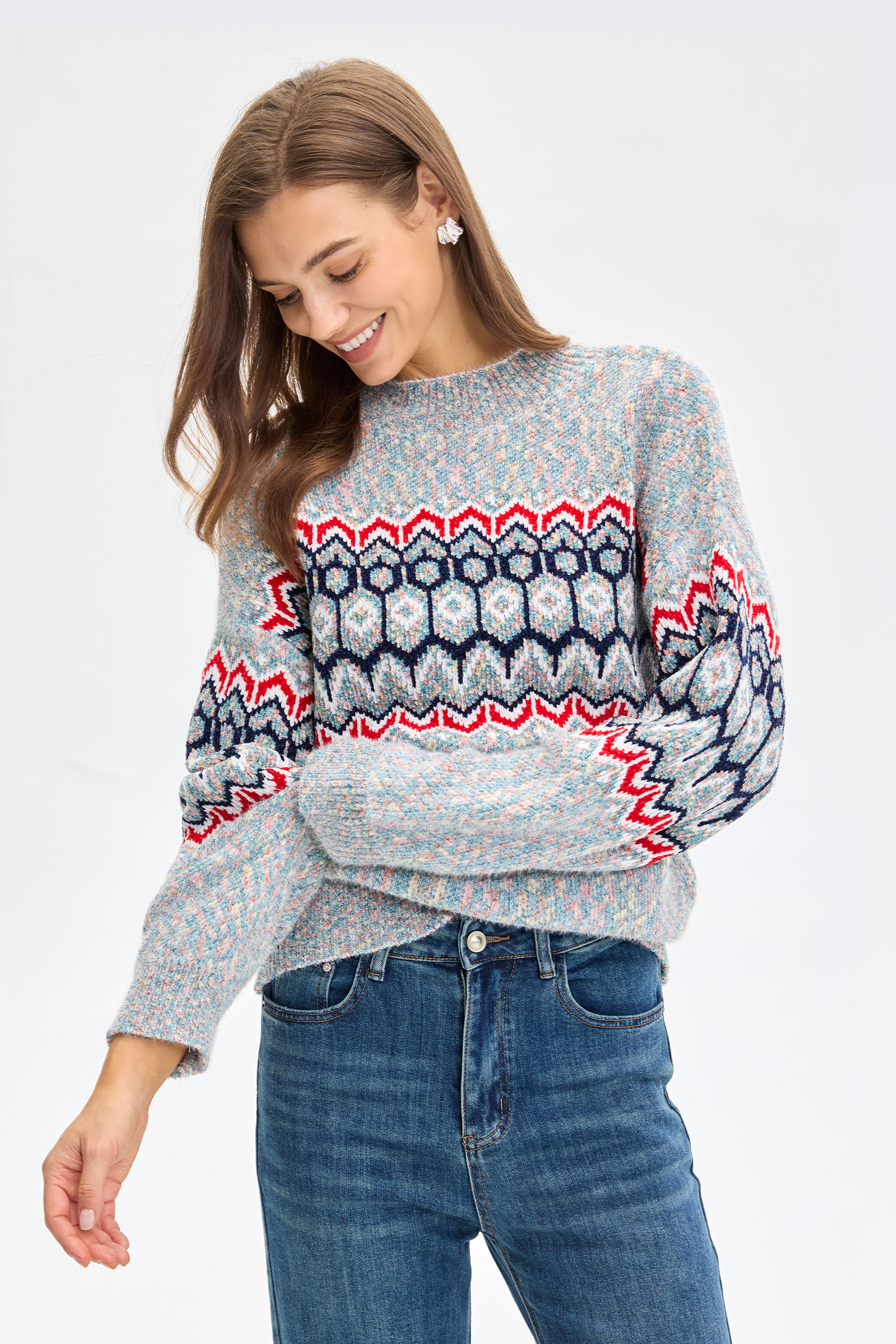  Vessira Women's wear Crewneck Fitted Grey with Crewneck Design & Long Sleeves