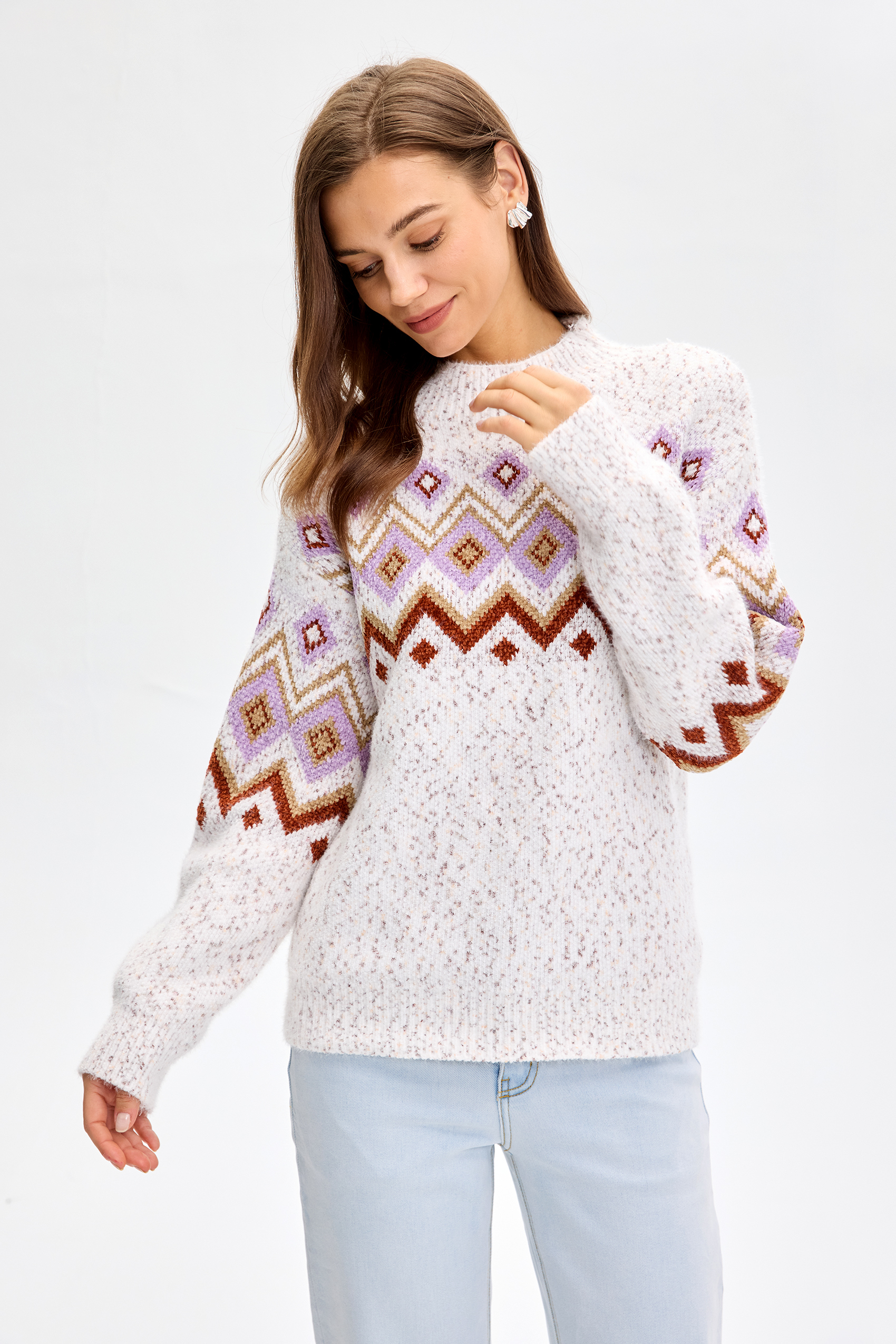  Vessira Womenswear Crewneck Fitted Grey with Crewneck Design & Long Sleeves