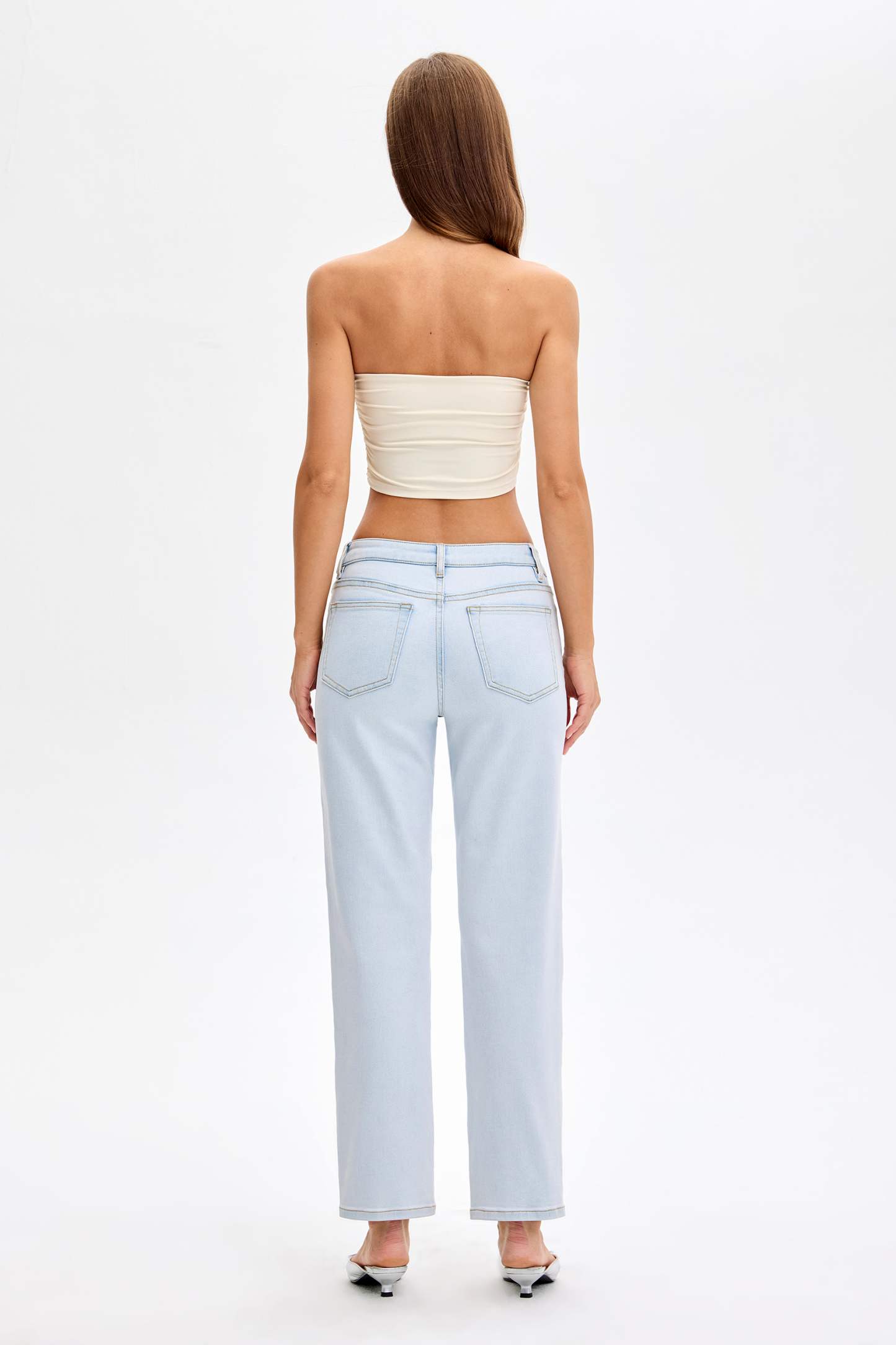 Vessira Light Blue Mid-Rise High-Stretch Tapered Pants